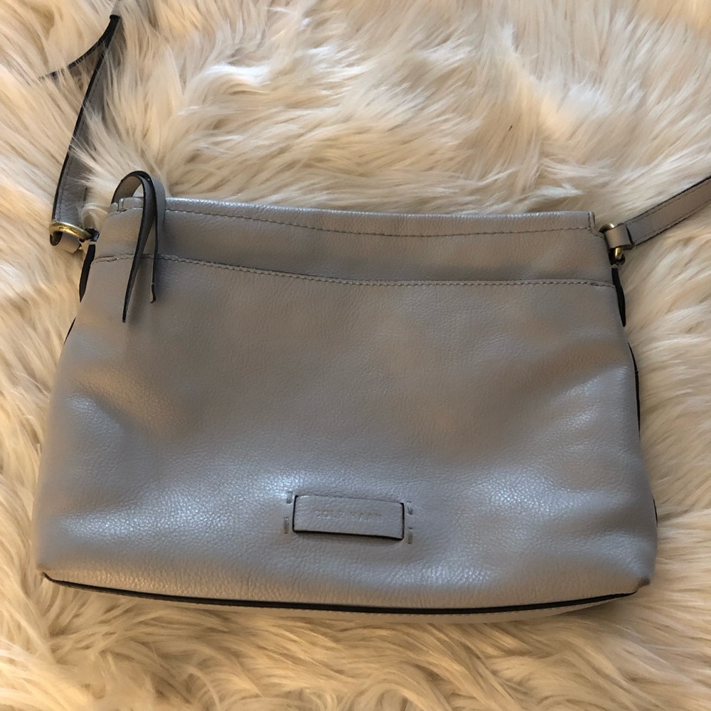 Cole Haan gray leather crossbody handbag purse